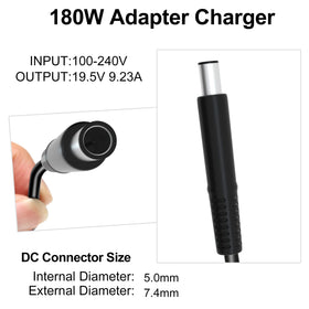 Janboo 180W charger with side ports; versatile Dell compatibility.