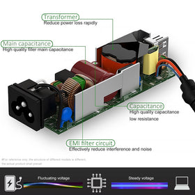 Janboo 180W charger label and specs; clear details for safe replacement.