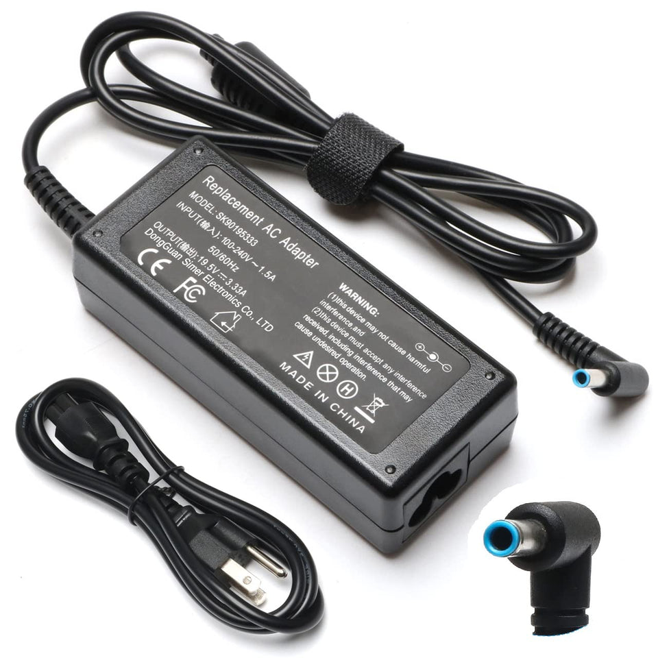 Janboo blue-tip charger with 4.5mm x 3.0mm tip powers HP Chromebooks daily