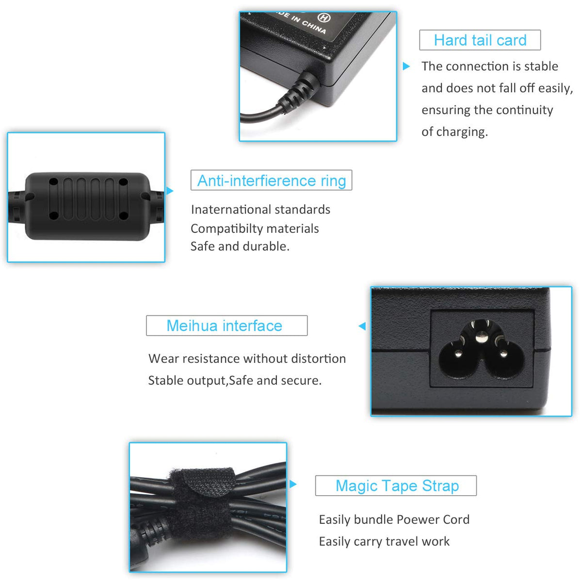 Janboo CE/FCC-certified charger ensures compatibility and safety