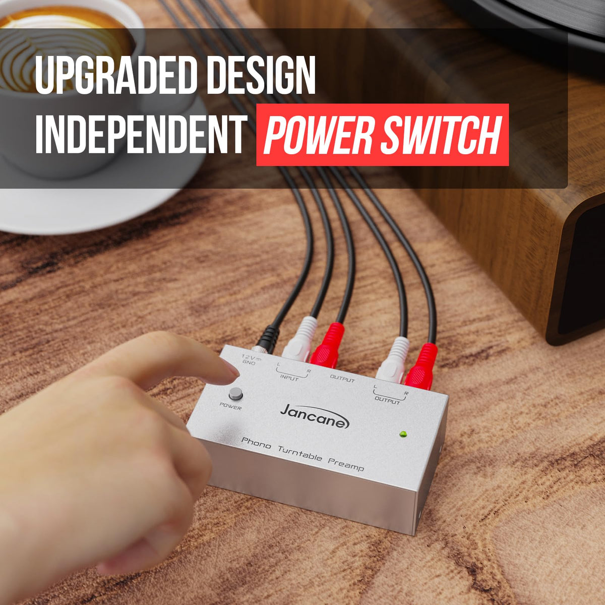 Jancane 12V DC adapter and power switch for immediate plug-and-play use