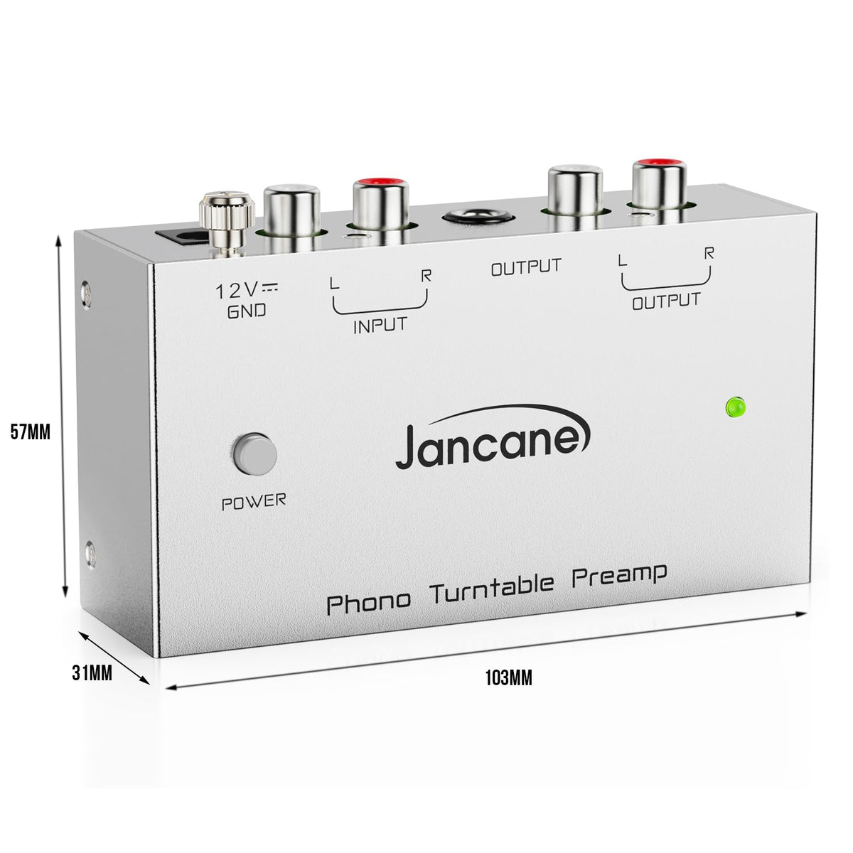 Jancane next to a vinyl record showing scale and shelf-friendly size