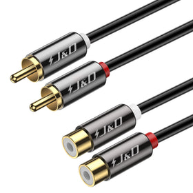 J&D 2RCA extension cable with gold-plated connectors for premium audio