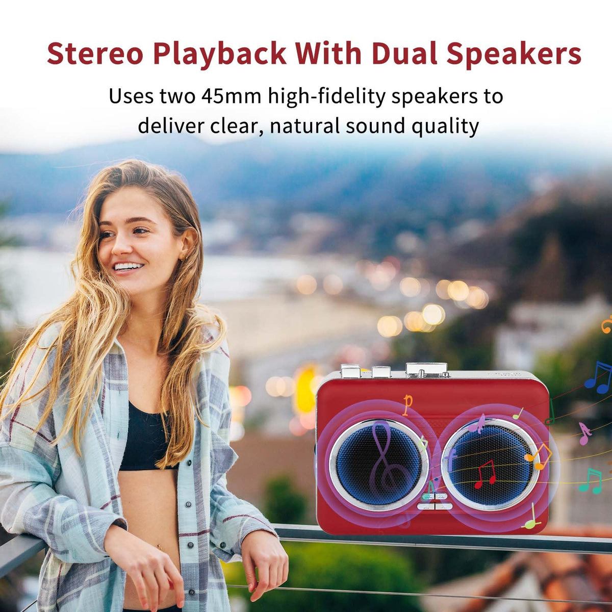 Janryzone USB-C power option keeps playback going with flexible charging.