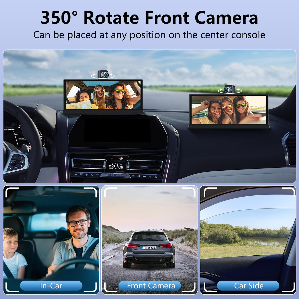 Jansite 4K front dash cam and 1080P rear camera with parking guidelines
