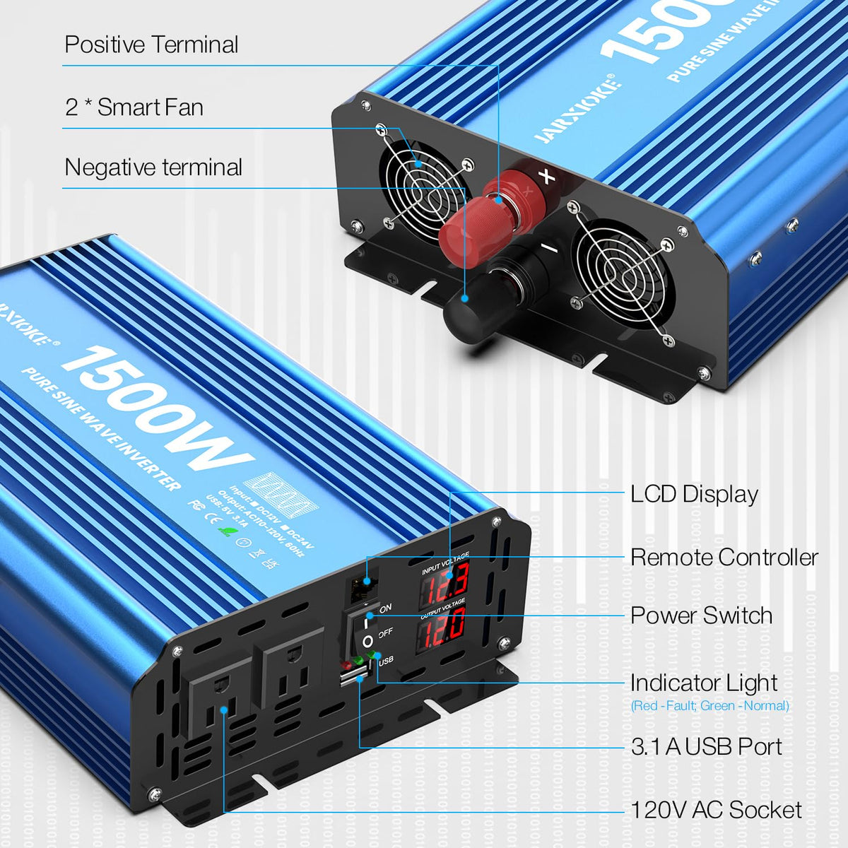 JARXIOKE remote control use offers effortless power management.