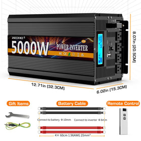 JARXIOKE 5000W inverter battery cable included for easy setup and connection.