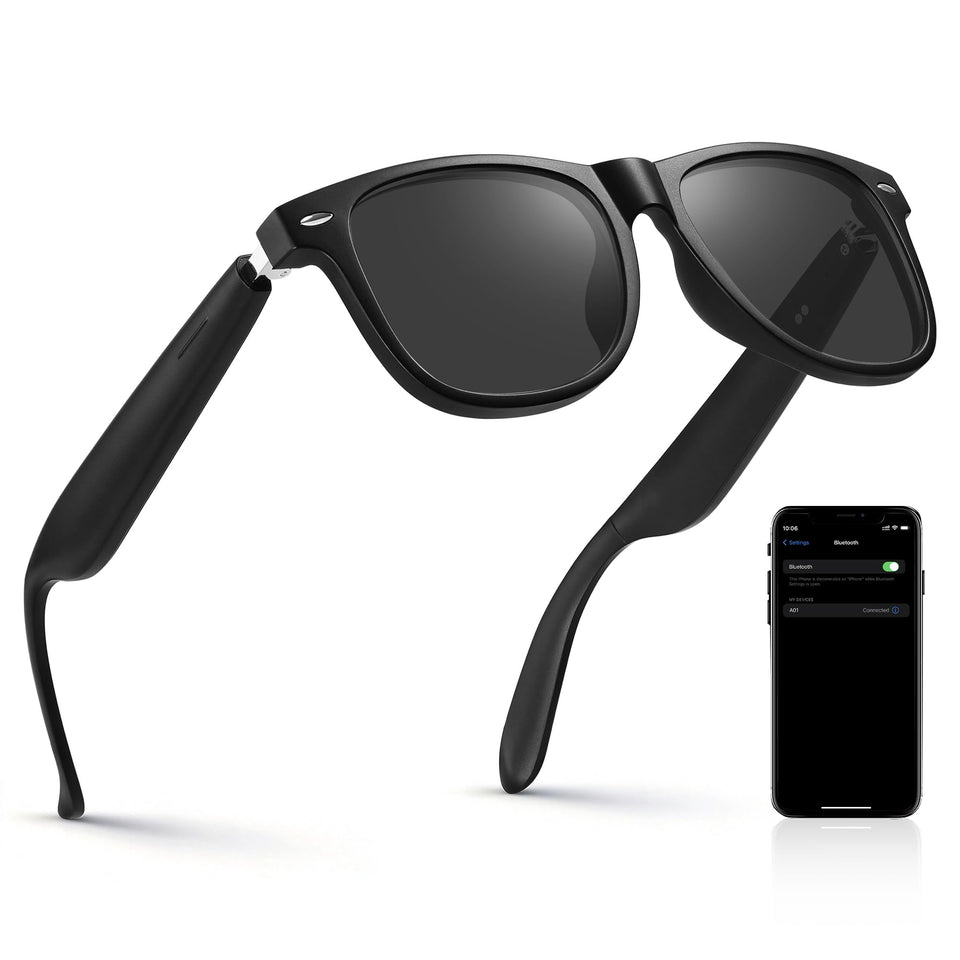 JASPIN BT Smart Glasses front view open-ear design for immersive audio while staying aware