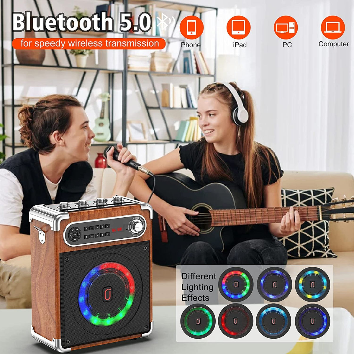 JAUYXIAN battery life indicator highlights long outdoor playback and reliability.