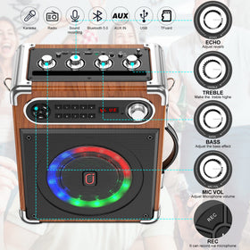 JAUYXIAN mic input supports vocals or guitar via 6.35mm jack.