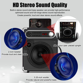 JAUYXIAN close-up of subwoofer and tweeter delivering richer bass
