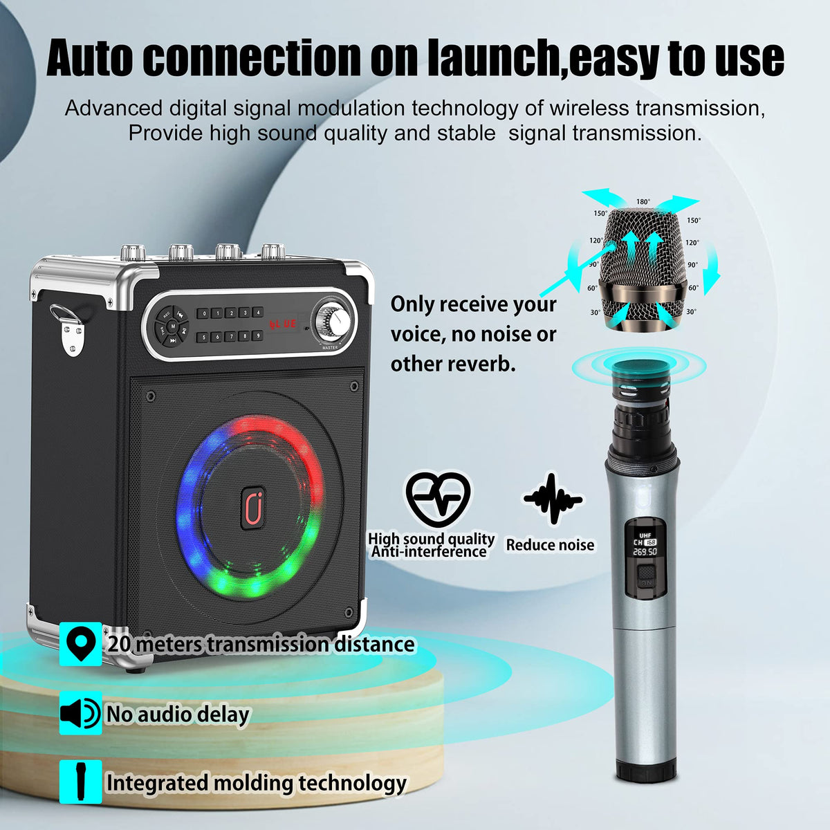 JAUYXIAN two wireless microphones with remote for easy hosting