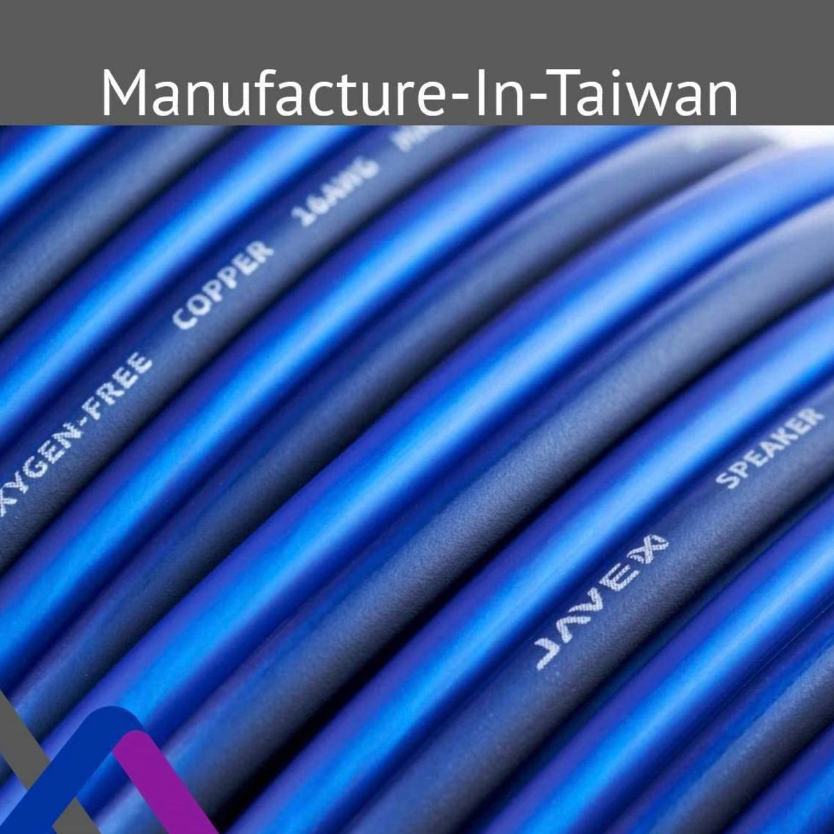 JAVEX flat blue-black cable enables neat, easy installation in vehicles or rooms.