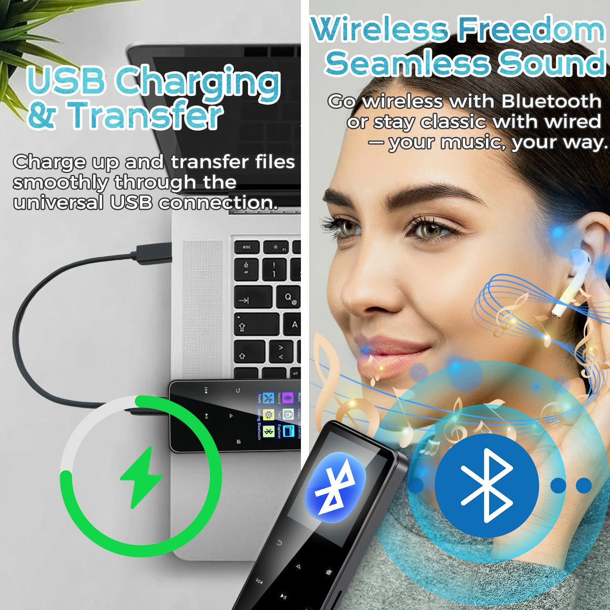 Jawploy FM radio and voice recorder for on-the-go listening and notes.