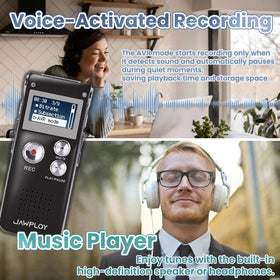 Jawploy voice recorder in AVR mode, capturing moments automatically and efficiently.