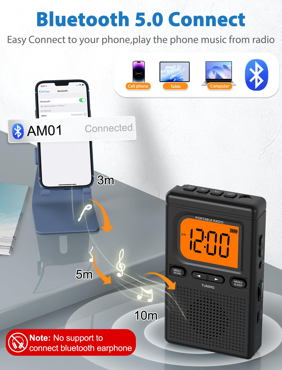Jazmm radio extendable copper antenna improves AM/FM signal in weak areas