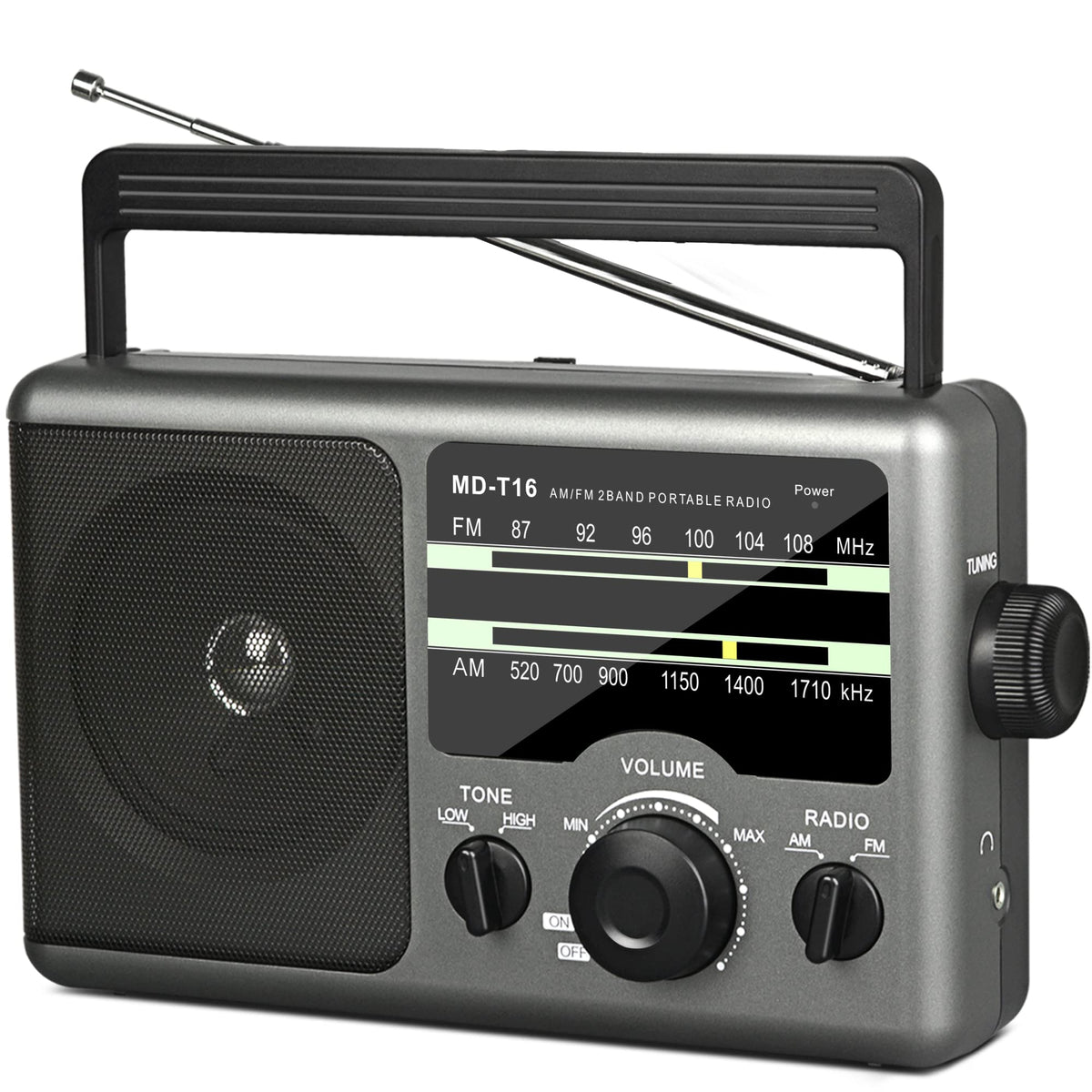 Jazmm front view showing speaker and dial for clear listening