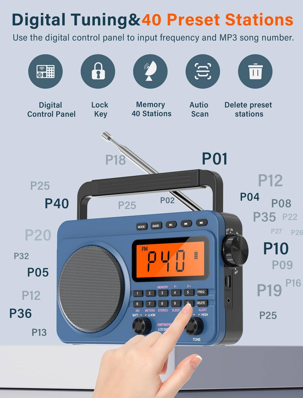 Jazmm portable radio in campsite setting providing weather alerts and music