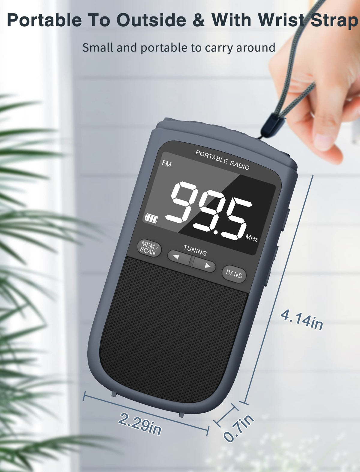 Jazmm used while jogging in a park showing portable radio for active lifestyles