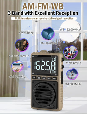 Jazmm pocket radio showing 851mAh battery for long-lasting use on the go.