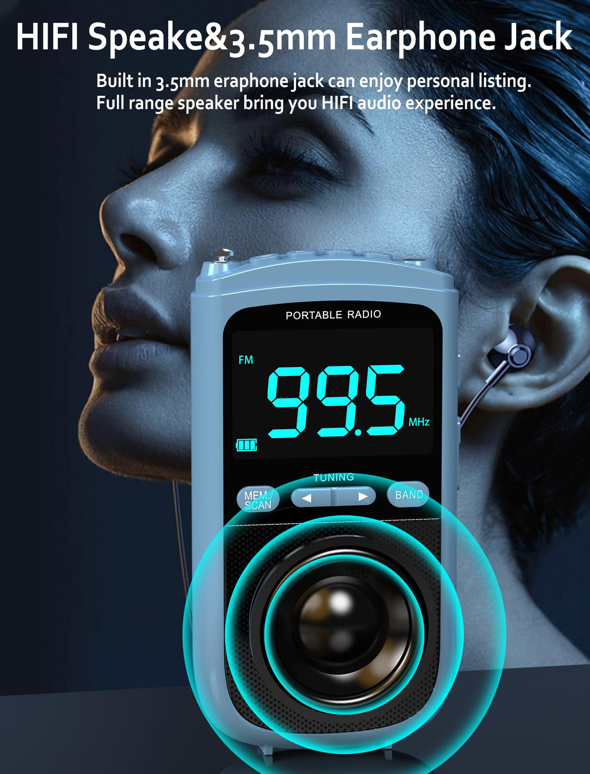 Jazmm quick preset buttons store up to 40 favorite stations.