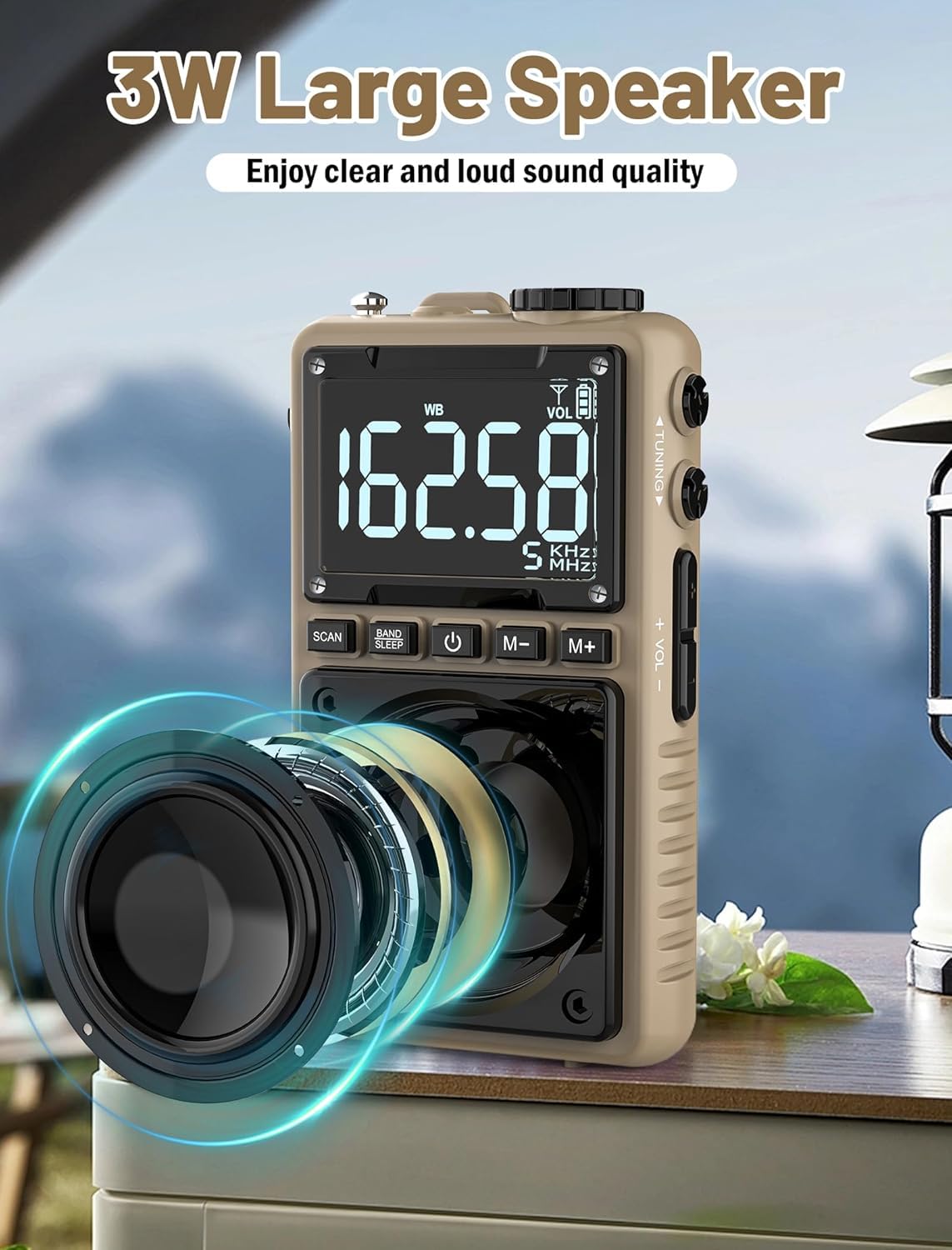 Jazmm weather radio back clip secured for workouts and hikes.