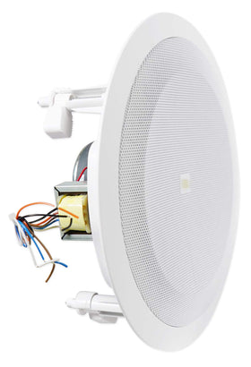 JBL 8128 grid ceiling image illustrating discreet, scalable sound distribution.