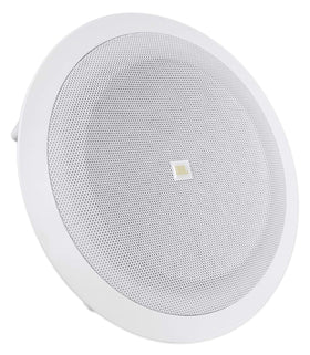 JBL 8128 installation mount image highlighting easy ceiling integration for 70V/100V systems.