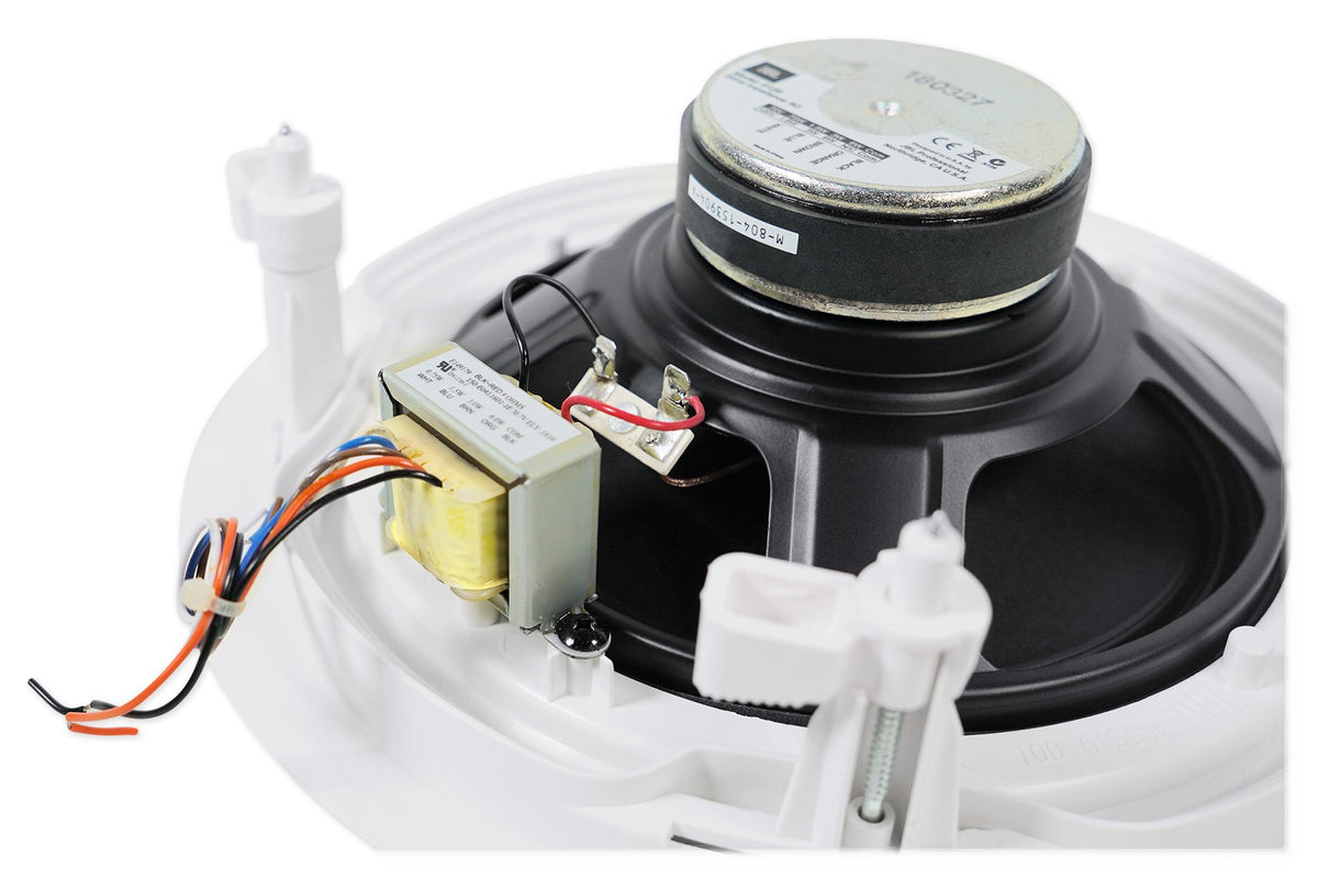 JBL 8128 woofer-tweeter detail emphasizing full-range clarity for background music.