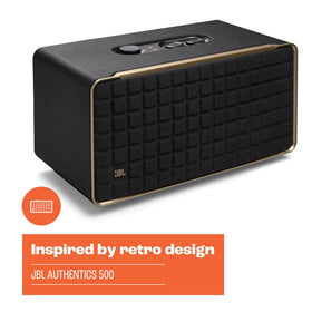 Soft-leather like enclosure of JBL Authentics 500 for tactile luxury and sound.