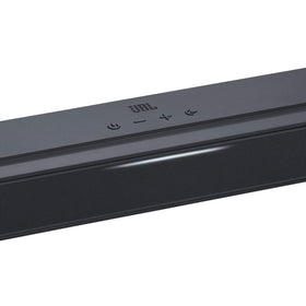 JBL Bar 2.0 MK2 black design sits beneath the TV for a clean setup