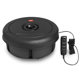 JBL BassPro Hub remote control for on-the-go crossover, gain, and phase tuning.