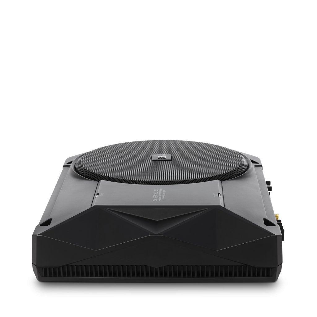 JBL BassPro SL under-seat subwoofer in-vehicle installation demonstrates bass boost