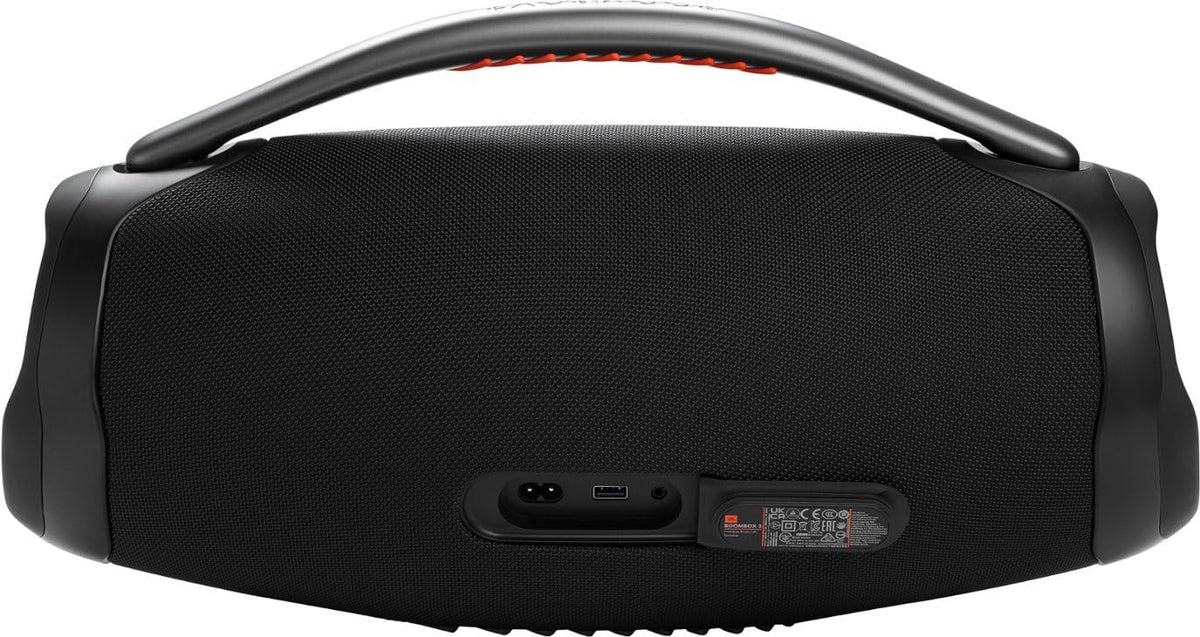 JBL Boombox 3 sturdy handle design for simple carrying on adventures.