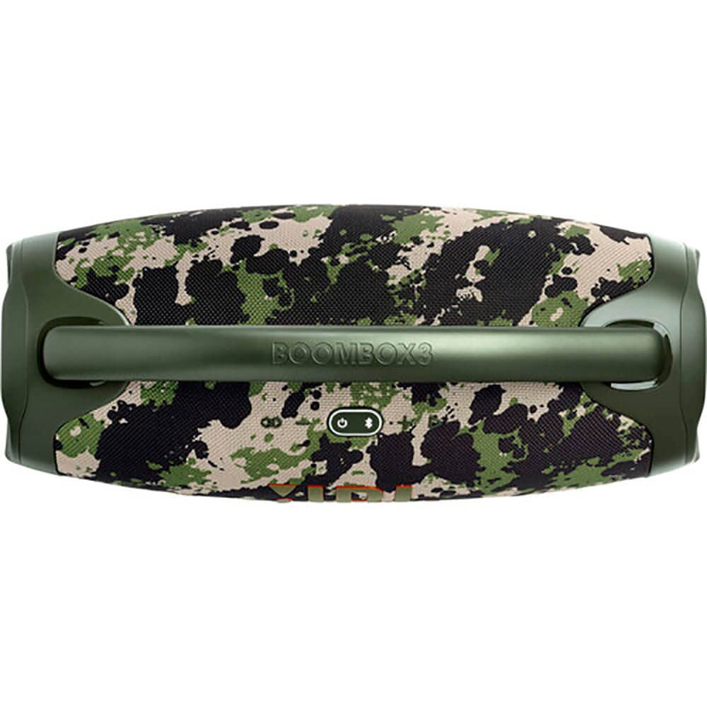 JBL Boombox 3 Squad rugged body supports dust and water resistance in real life.