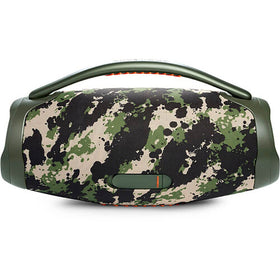 JBL Boombox 3 Squad side view emphasizes rugged build and durability.