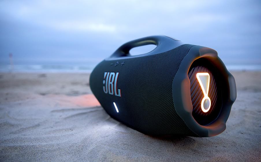 JBL Boombox 4 close-up of Bass Boost control for deeper bass