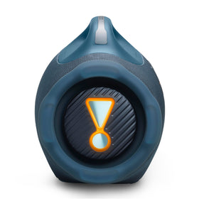 JBL Boombox 4 blue battery indicator panel hints at long endurance.