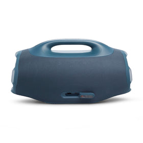 JBL Boombox 4 blue outdoor use scene demonstrates versatile sound in nature.