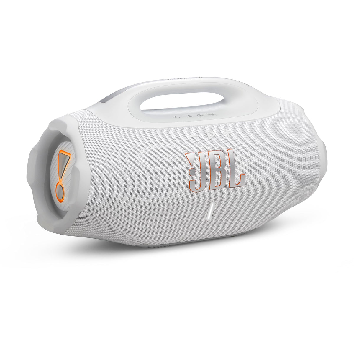 JBL Boombox 4 front view delivers powerful Pro Sound for outdoor gatherings.