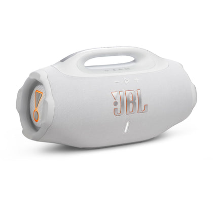 JBL Boombox 4 front view delivers powerful Pro Sound for outdoor gatherings.