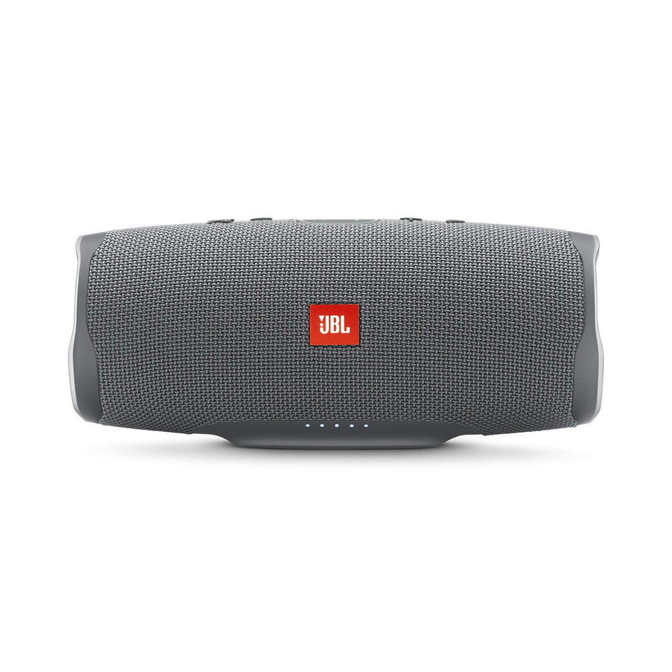 JBL Charge 4 portable gray speaker for on-the-go listening with bold sound.