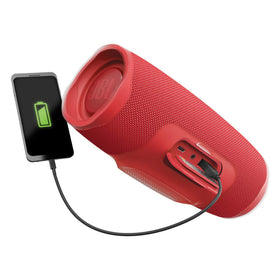JBL Charge 4 red connected via JBL Connect+ for larger multi-speaker sound