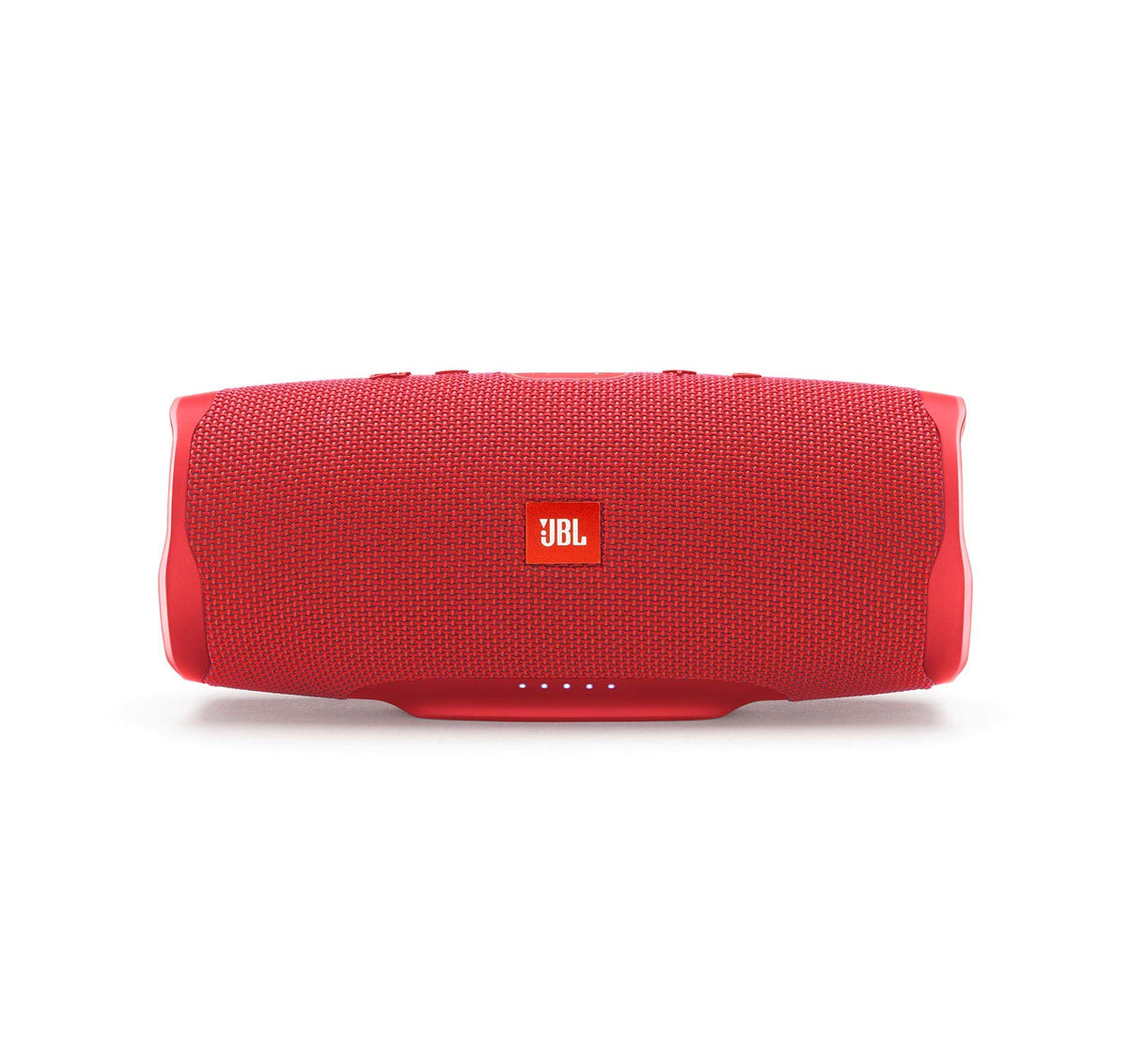 JBL Charge 4 red front view showing rugged design and control buttons for outdoor use