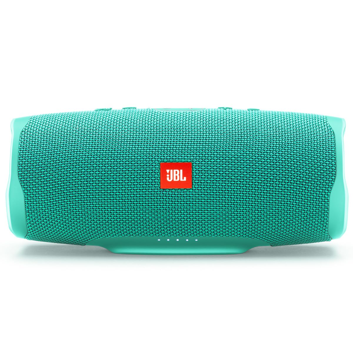 JBL Charge 4 teal control panel for easy playback and volume control.