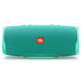 JBL Charge 4 teal control panel for easy playback and volume control.