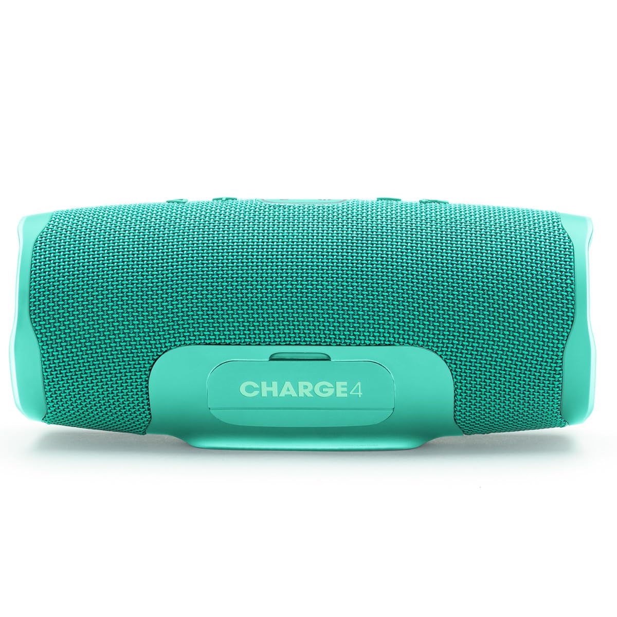 JBL Charge 4 teal rugged fabric and rubber housing withstand outdoor adventures.