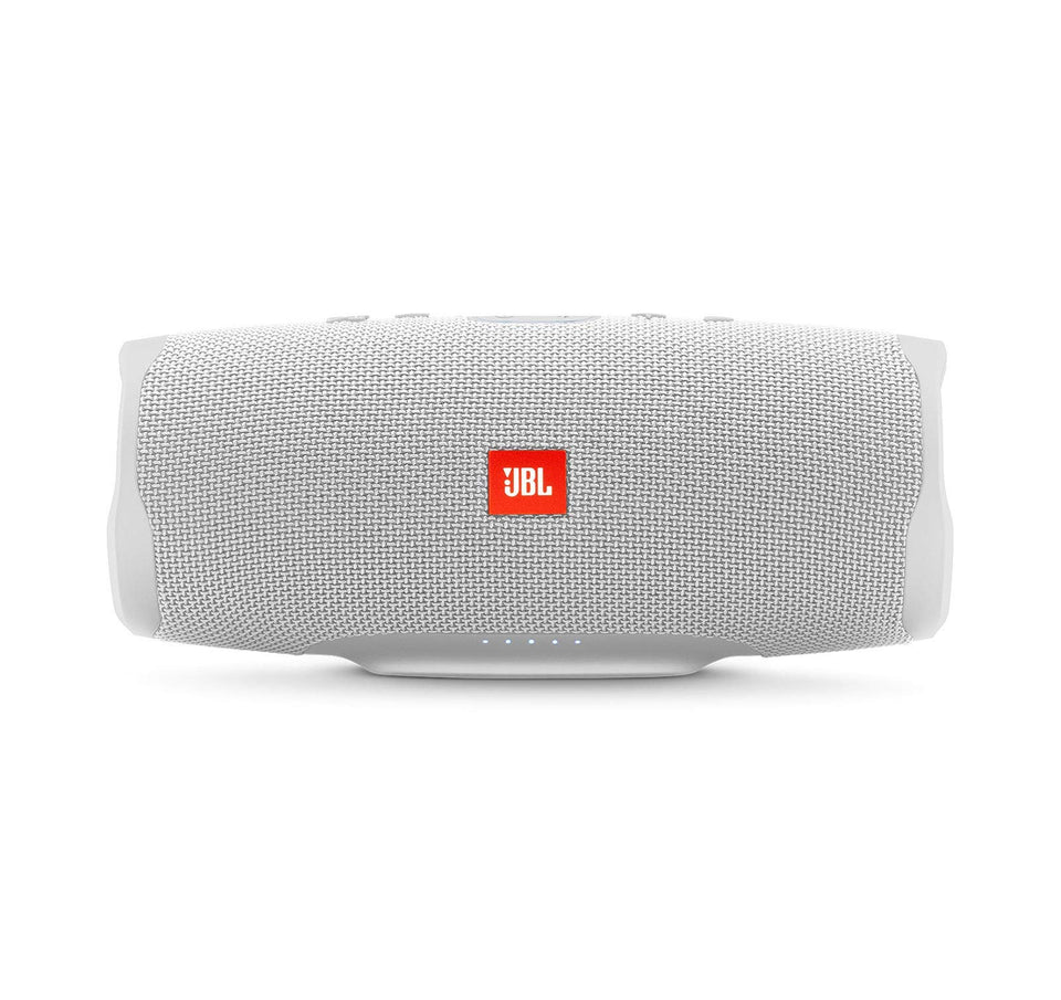 JBL Charge 4 waterproof design with rugged fabric for beach days.