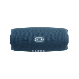 JBL Charge 5 blue partyboost illustrating scalable audio with compatible speakers.