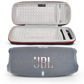 JBL Charge 5 speaker front view, delivering bold outdoor sound.